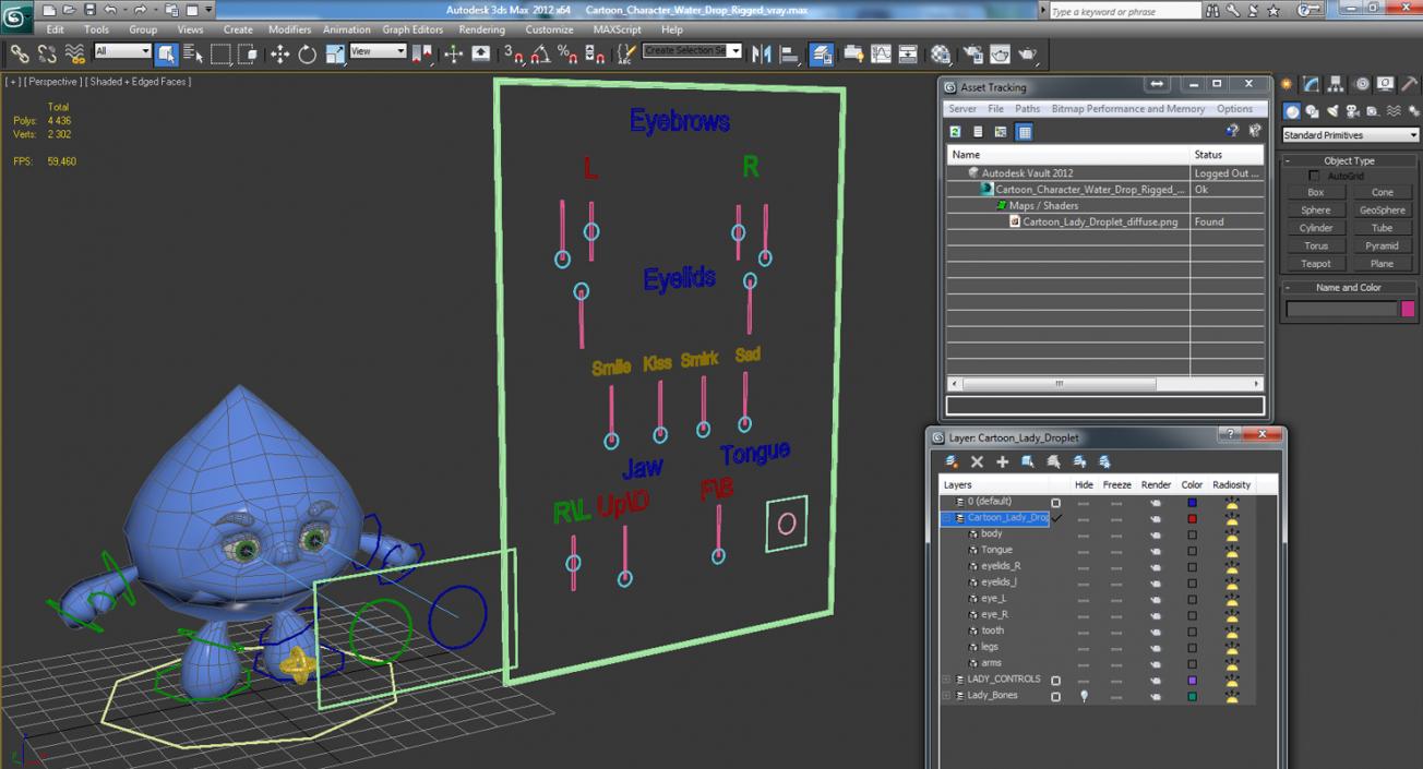 3D model Cartoon Character Water Drop Rigged