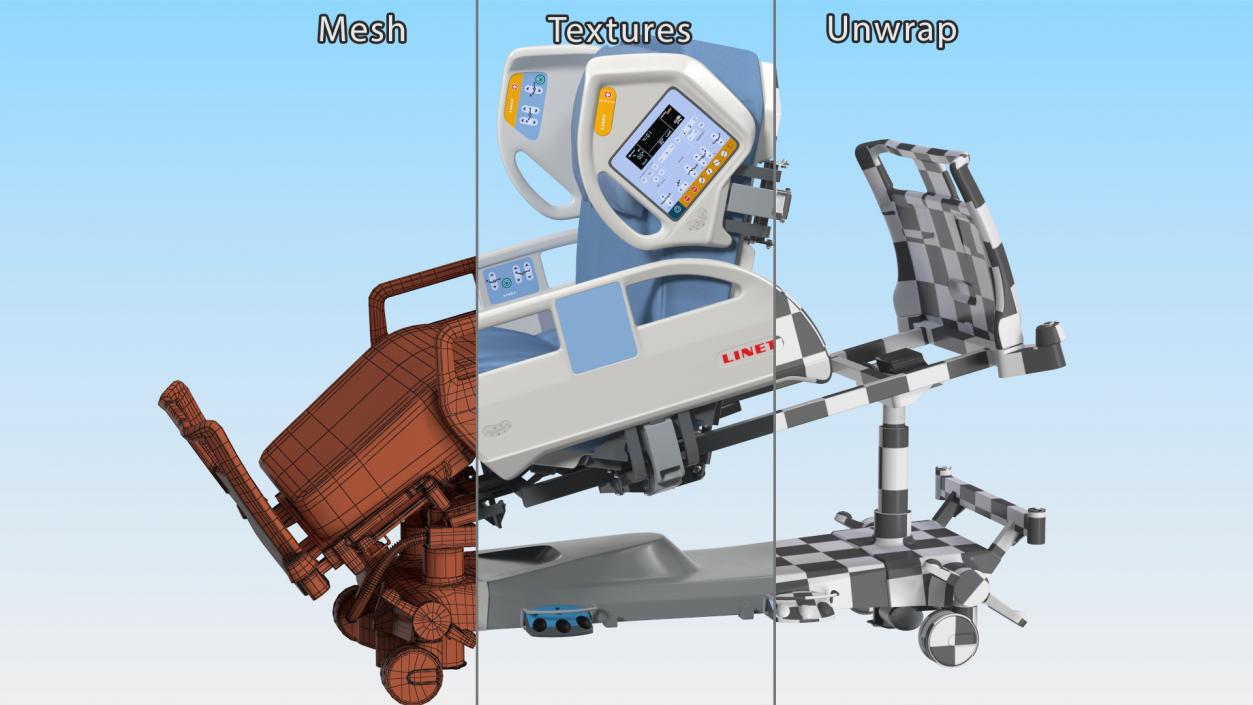 LINET Multifunctional Hospital Bed 3D model