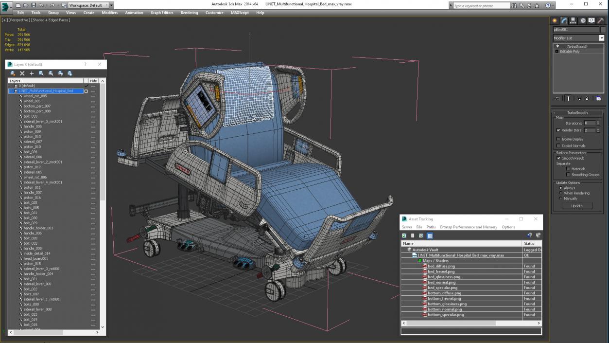 LINET Multifunctional Hospital Bed 3D model