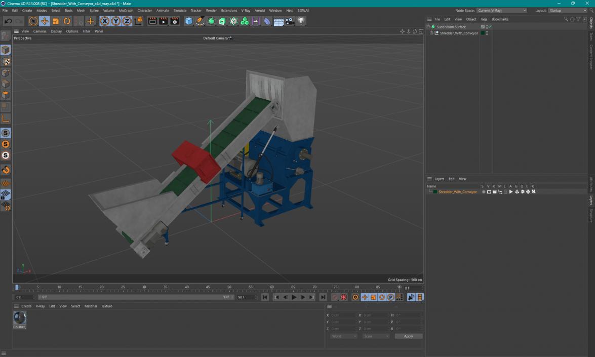 Shredder With Conveyor 3D
