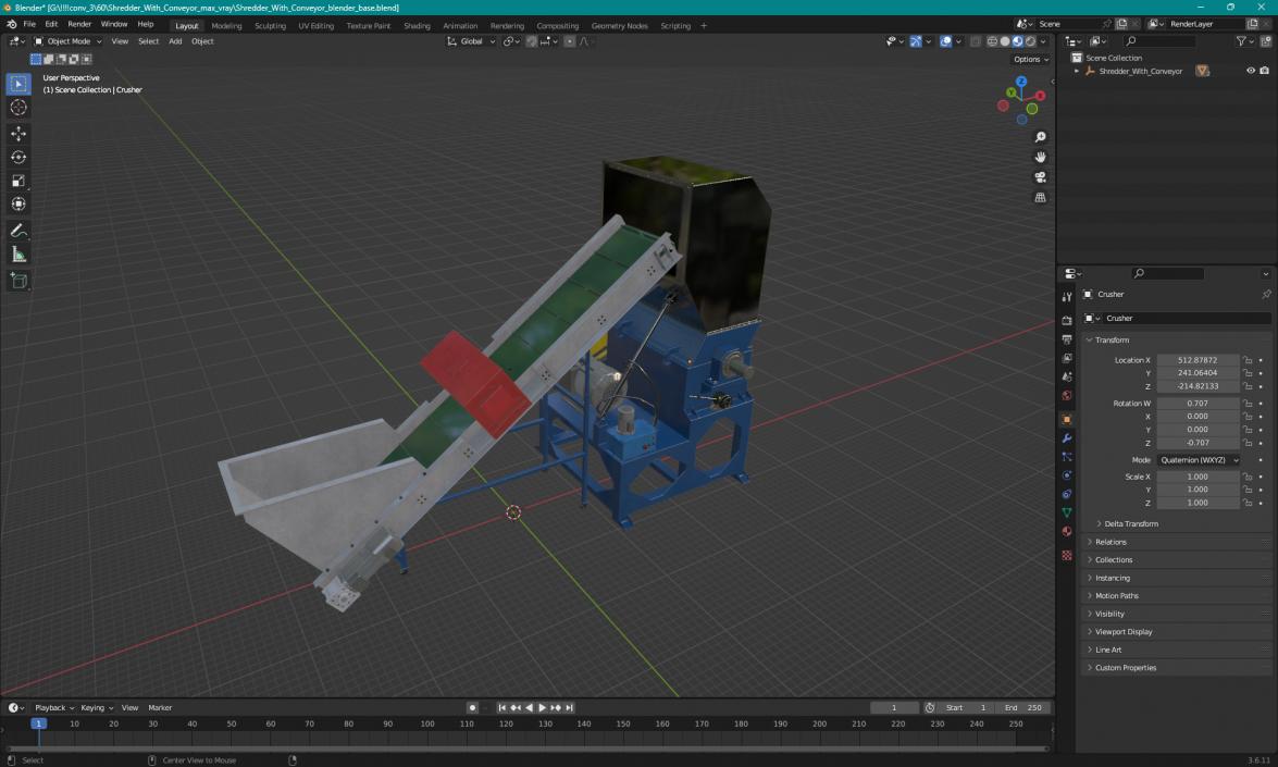 Shredder With Conveyor 3D