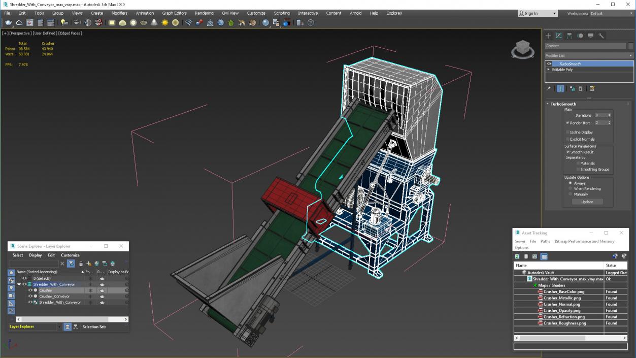 Shredder With Conveyor 3D