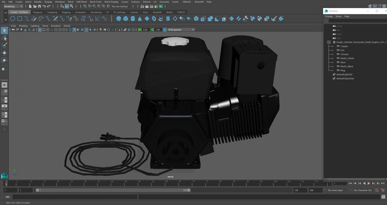 Single Cylinder Horizontal Shaft Engine 3D model