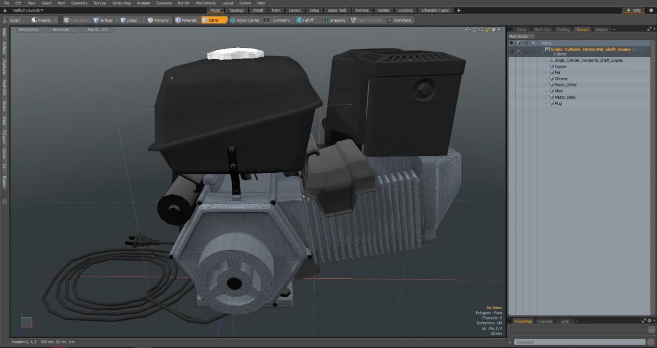 Single Cylinder Horizontal Shaft Engine 3D model