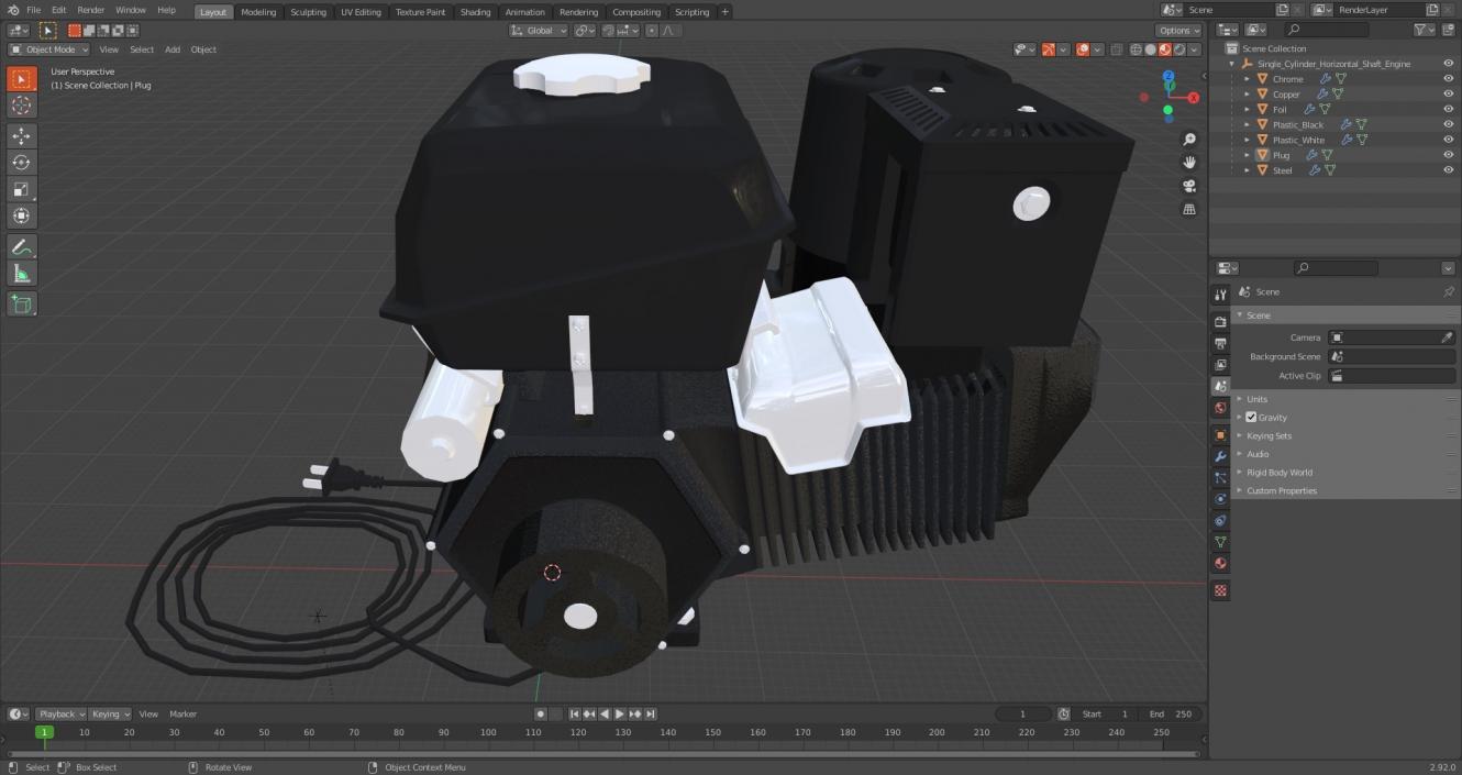 Single Cylinder Horizontal Shaft Engine 3D model