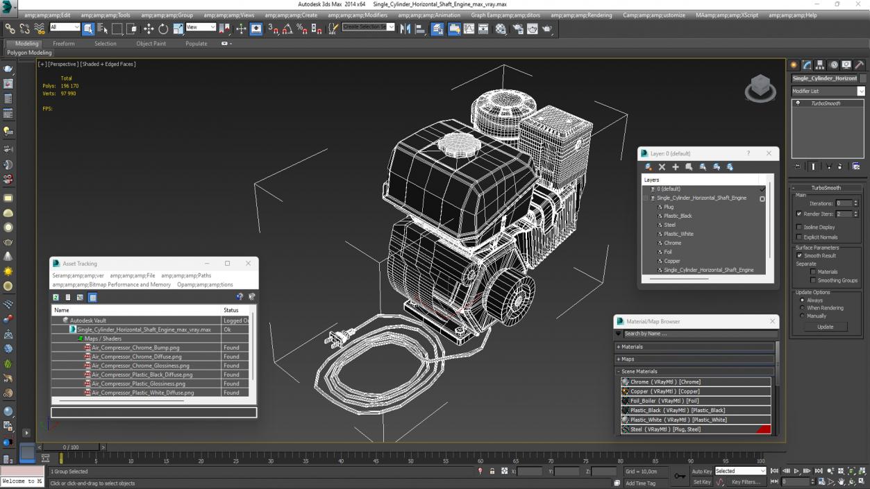 Single Cylinder Horizontal Shaft Engine 3D model