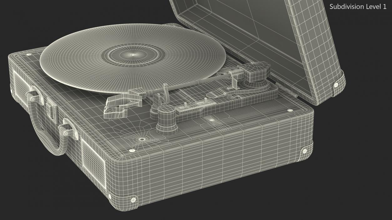 3D model Retro Turntable Player with Vinyl Record