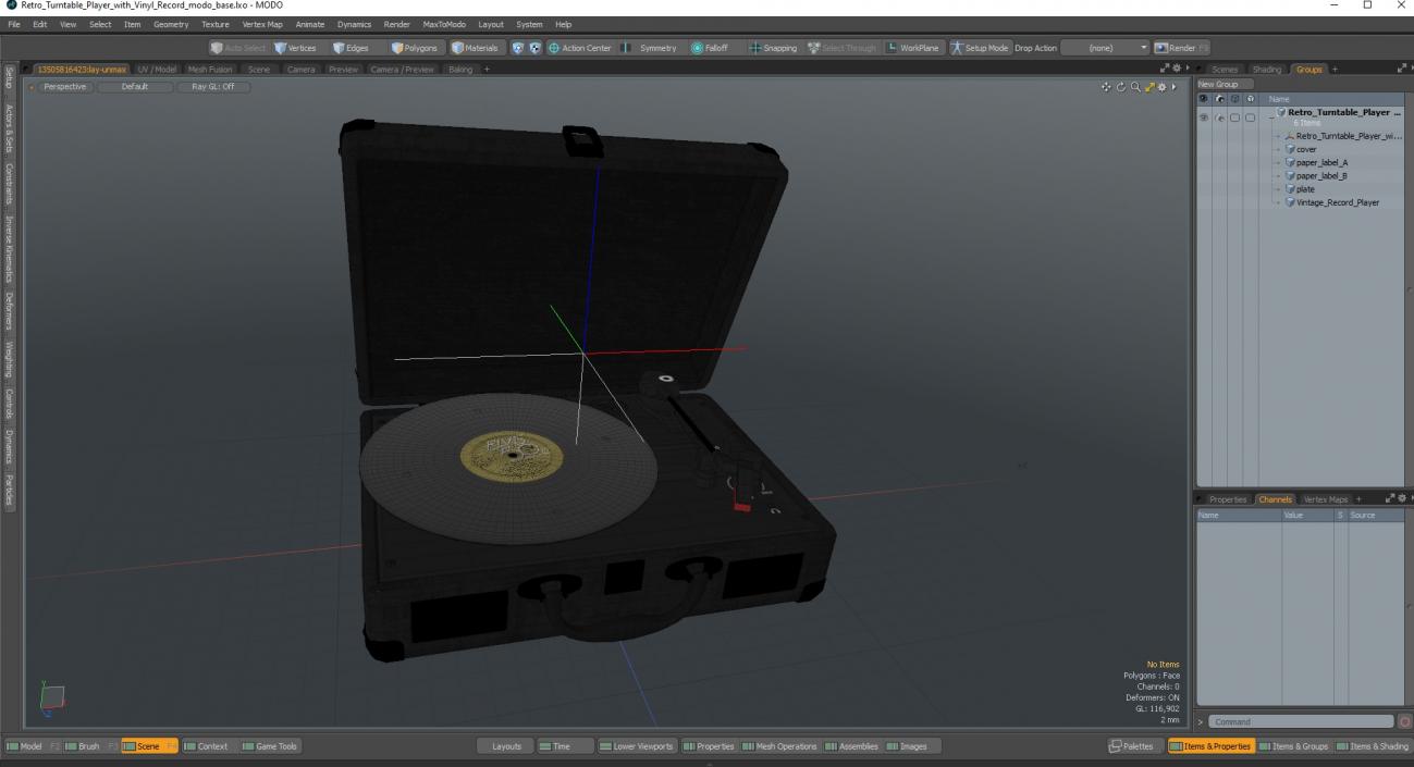 3D model Retro Turntable Player with Vinyl Record