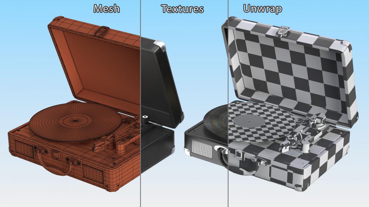 3D model Retro Turntable Player with Vinyl Record