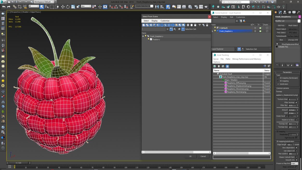 3D Fresh Cartoon Raspberry model