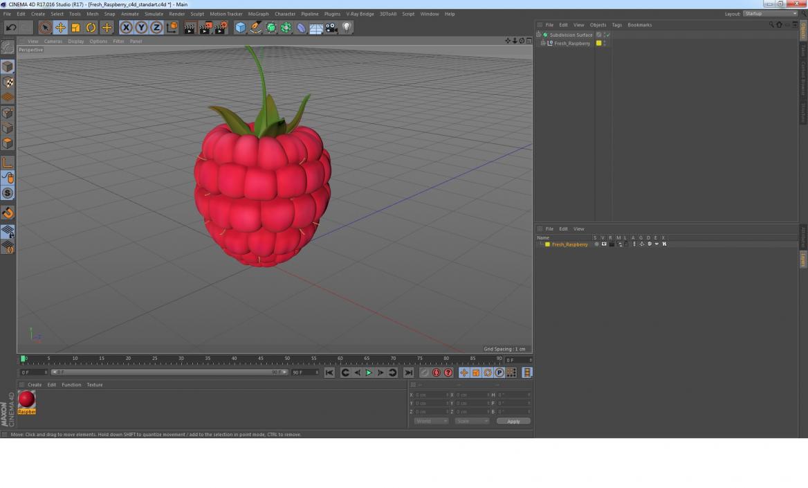 3D Fresh Cartoon Raspberry model