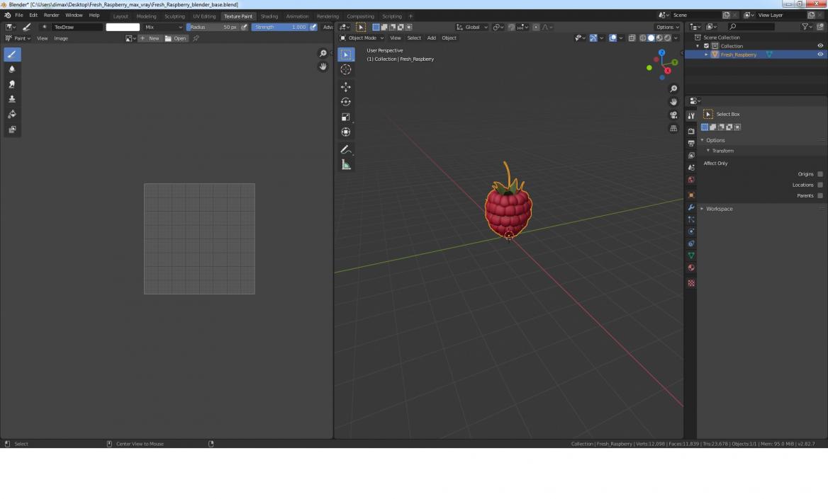 3D Fresh Cartoon Raspberry model