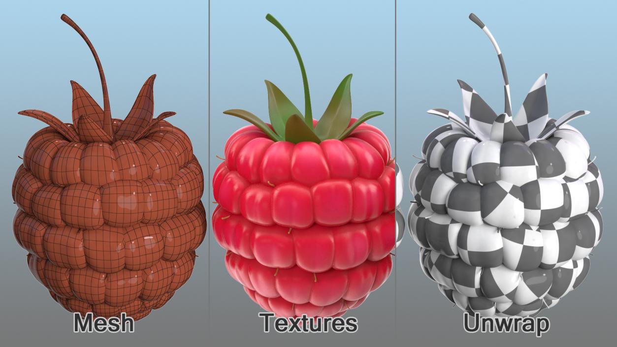 3D Fresh Cartoon Raspberry model