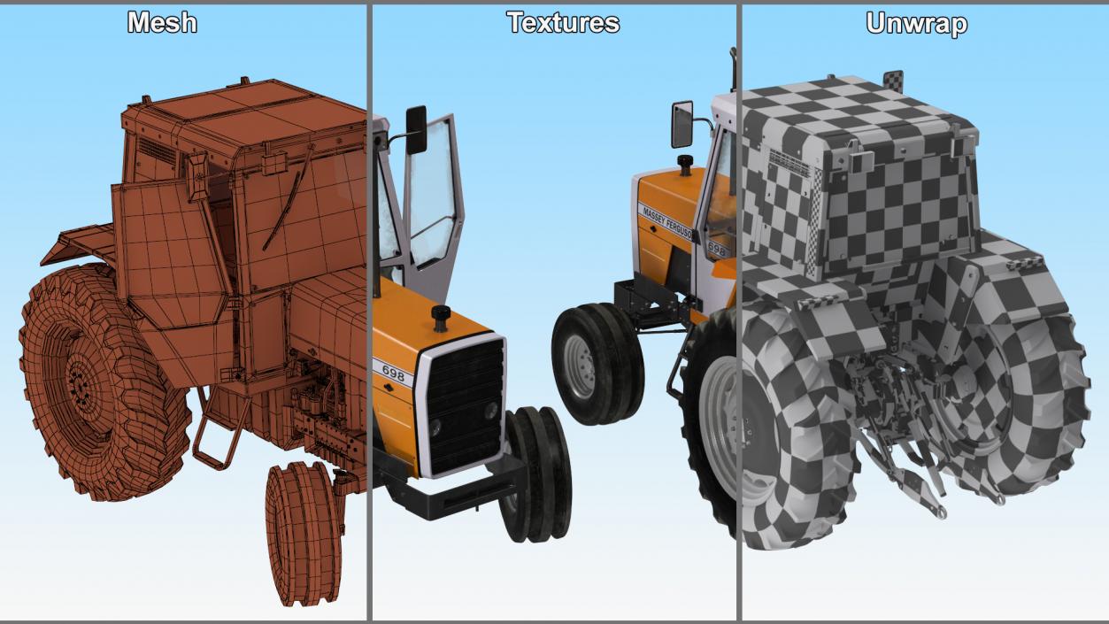 3D Massey Ferguson 698 Tractor Rigged for Cinema 4D model