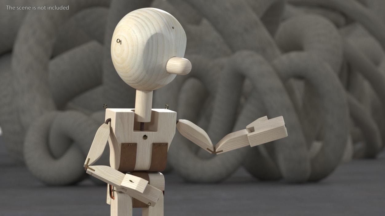 3D Raw Wooden Character Rigged for Maya