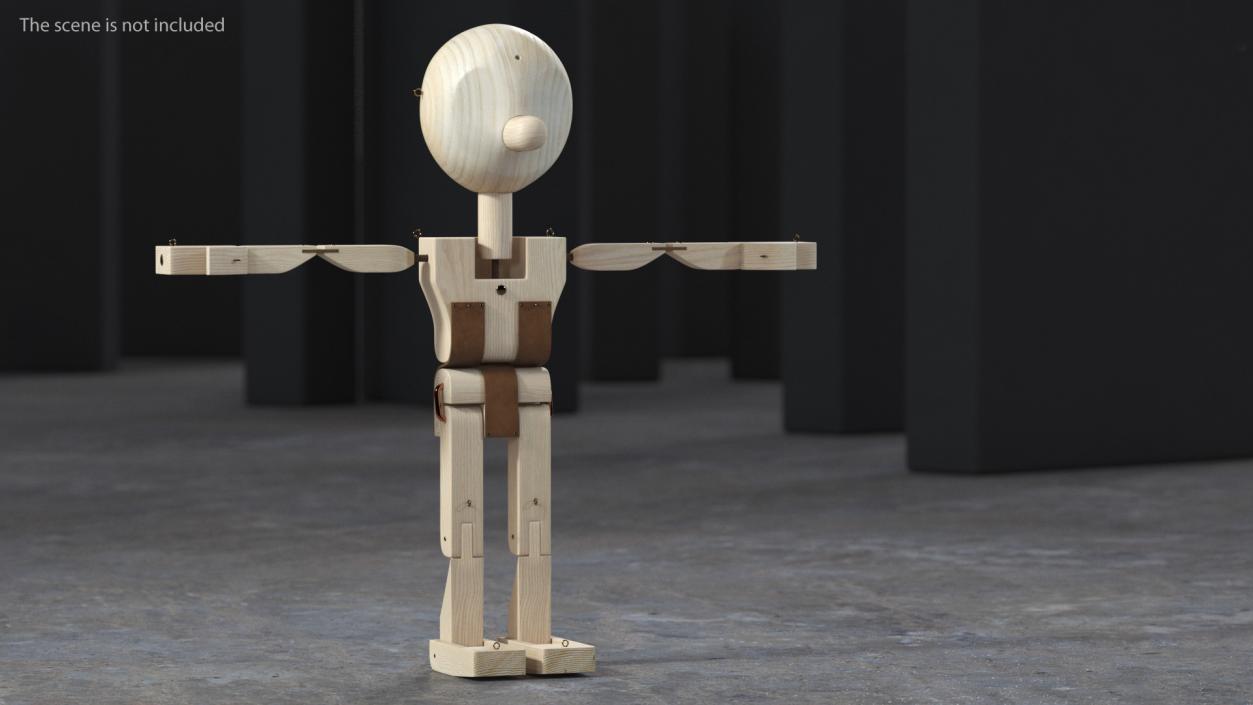 3D Raw Wooden Character Rigged for Maya