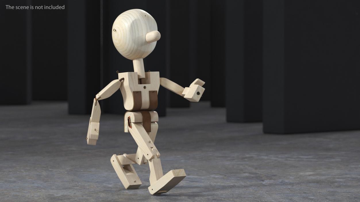 3D Raw Wooden Character Rigged for Maya