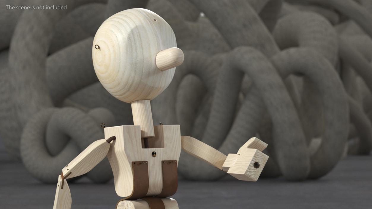 3D Raw Wooden Character Rigged for Maya