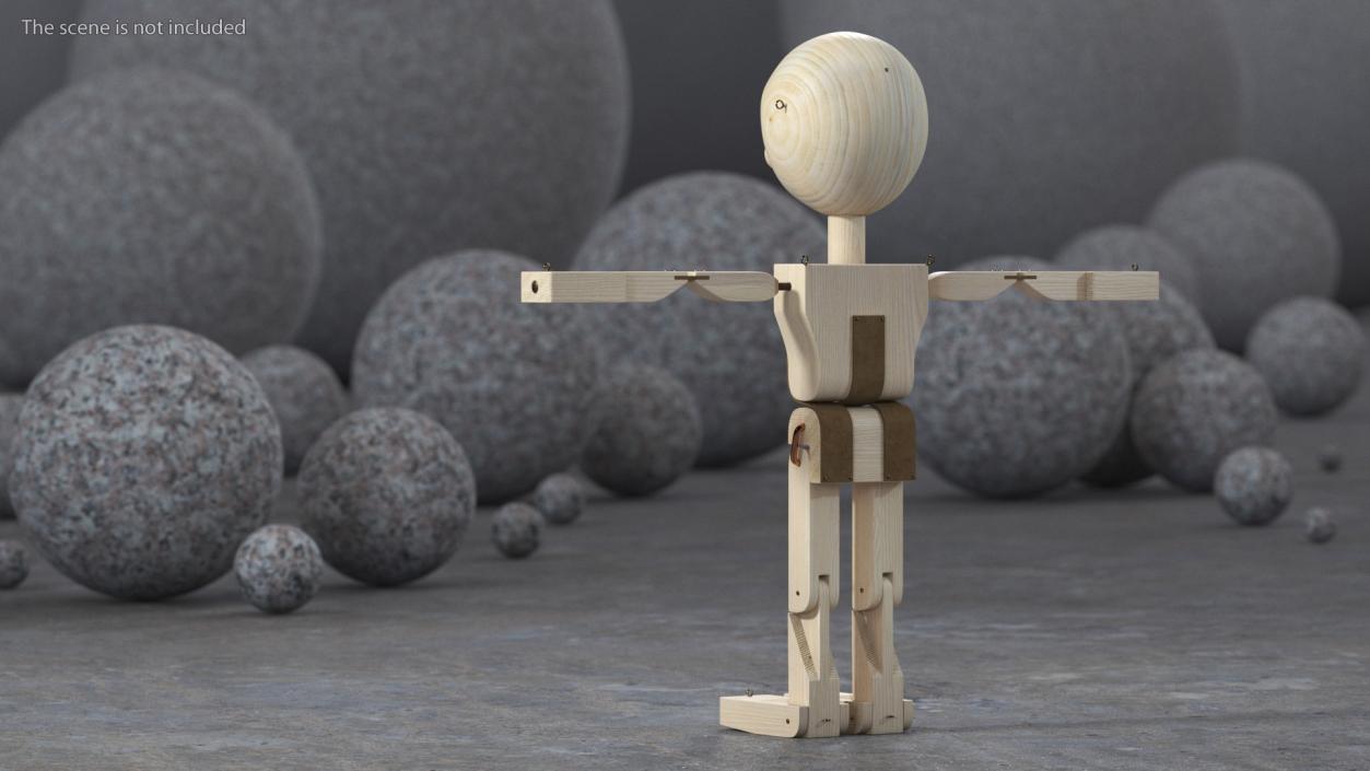 3D Raw Wooden Character Rigged for Maya