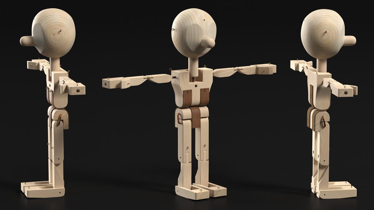 3D Raw Wooden Character Rigged for Maya