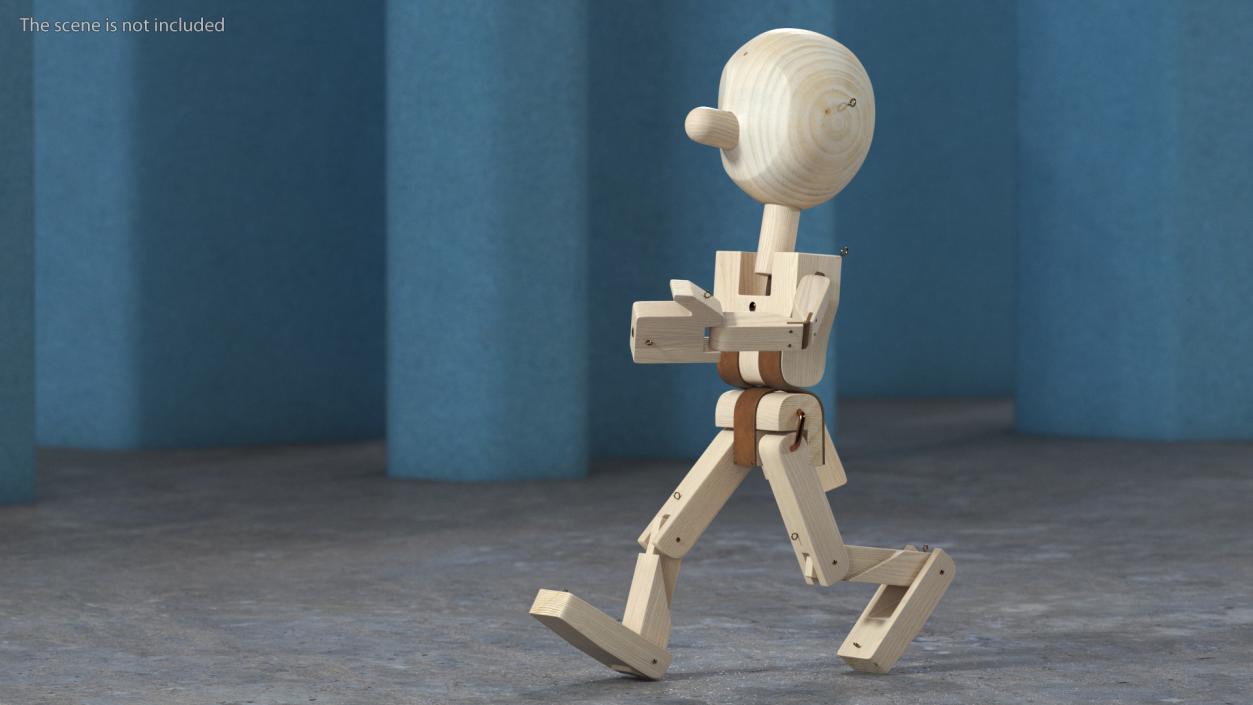 3D Raw Wooden Character Rigged for Maya