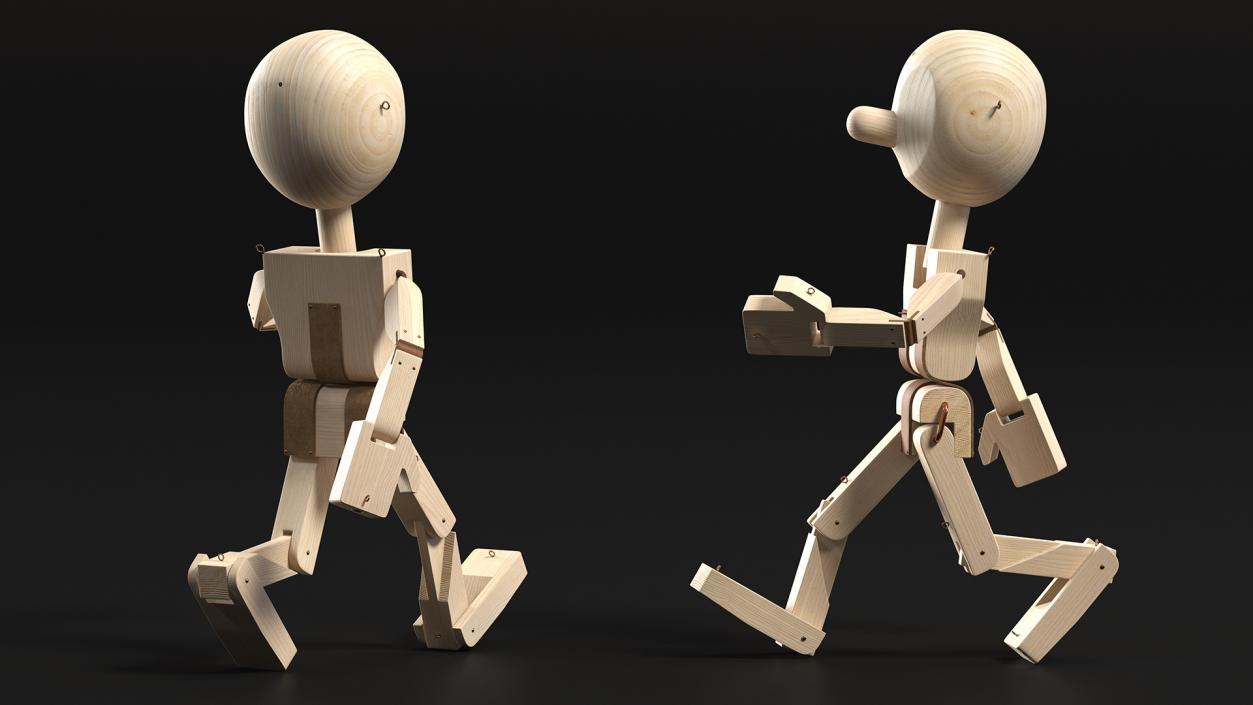 3D Raw Wooden Character Rigged for Maya