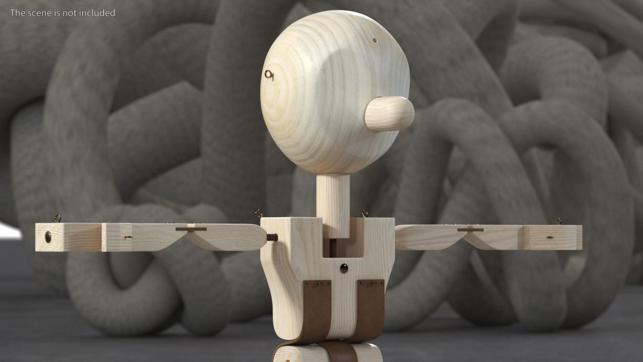 3D Raw Wooden Character Rigged for Maya