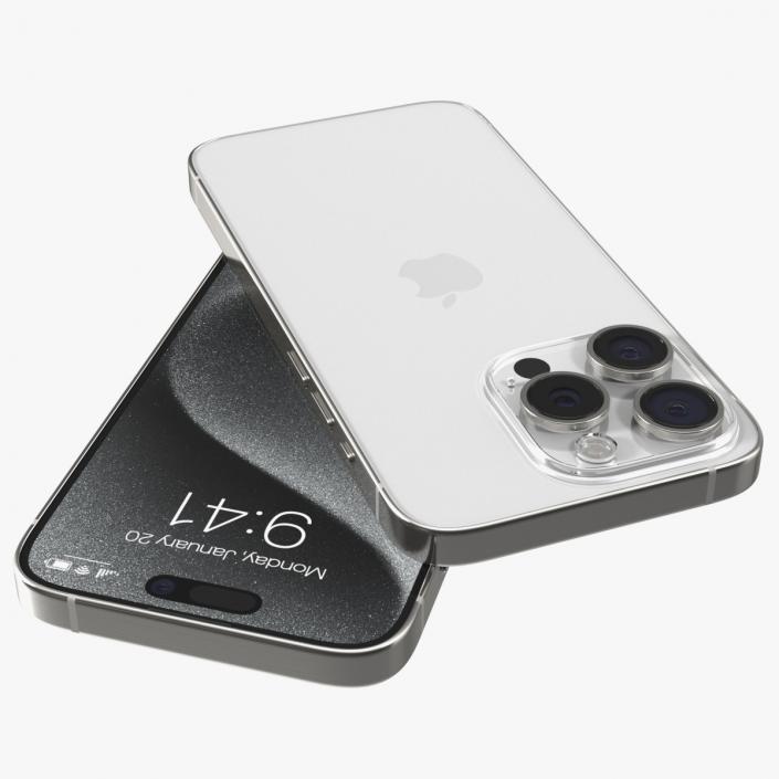 Apple IPhone 15 Pro White Titanium 3D model