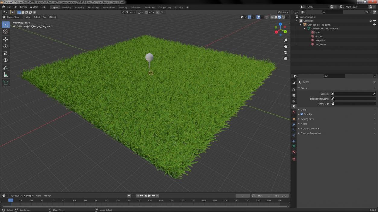 Golf Ball on Lawn 3D