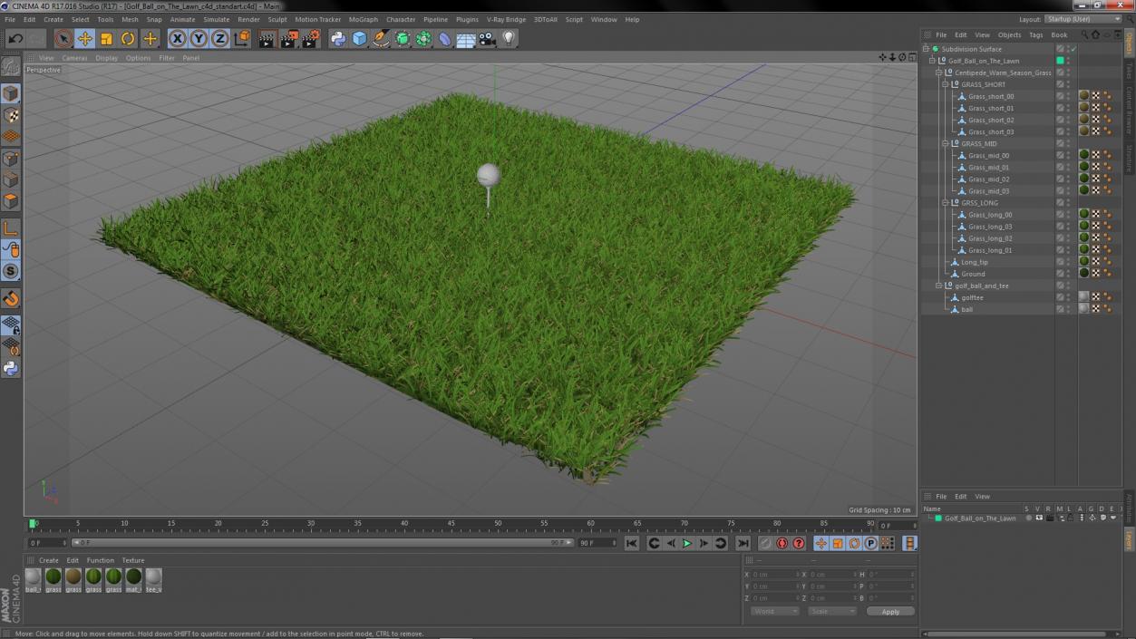 Golf Ball on Lawn 3D