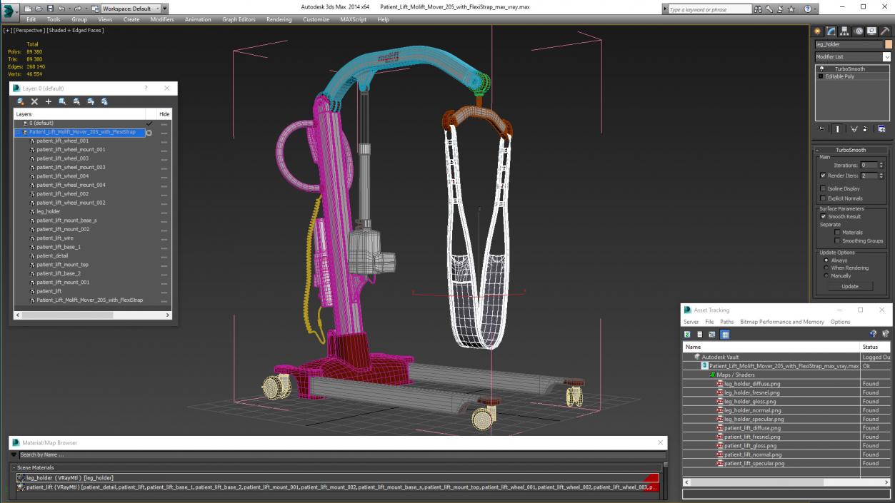 3D model Patient Lift Molift Mover 205 with FlexiStrap