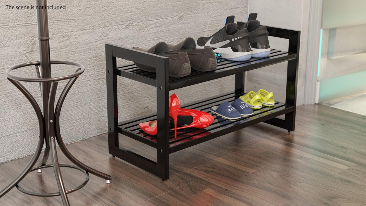 3D model Black Stackable Shoe Rack