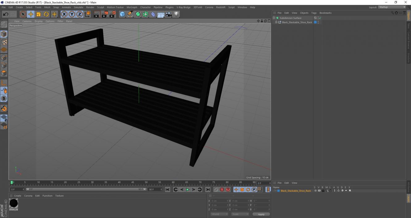 3D model Black Stackable Shoe Rack