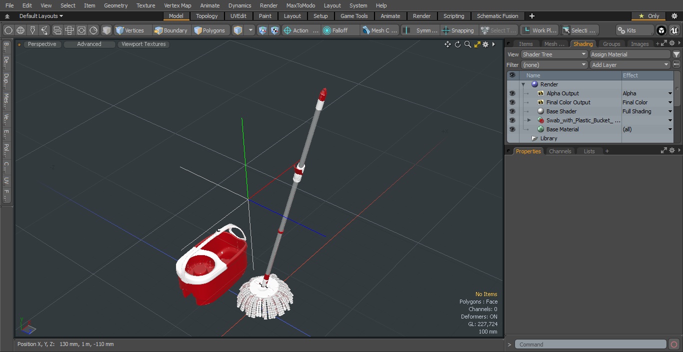 3D Swab with Plastic Bucket Red model