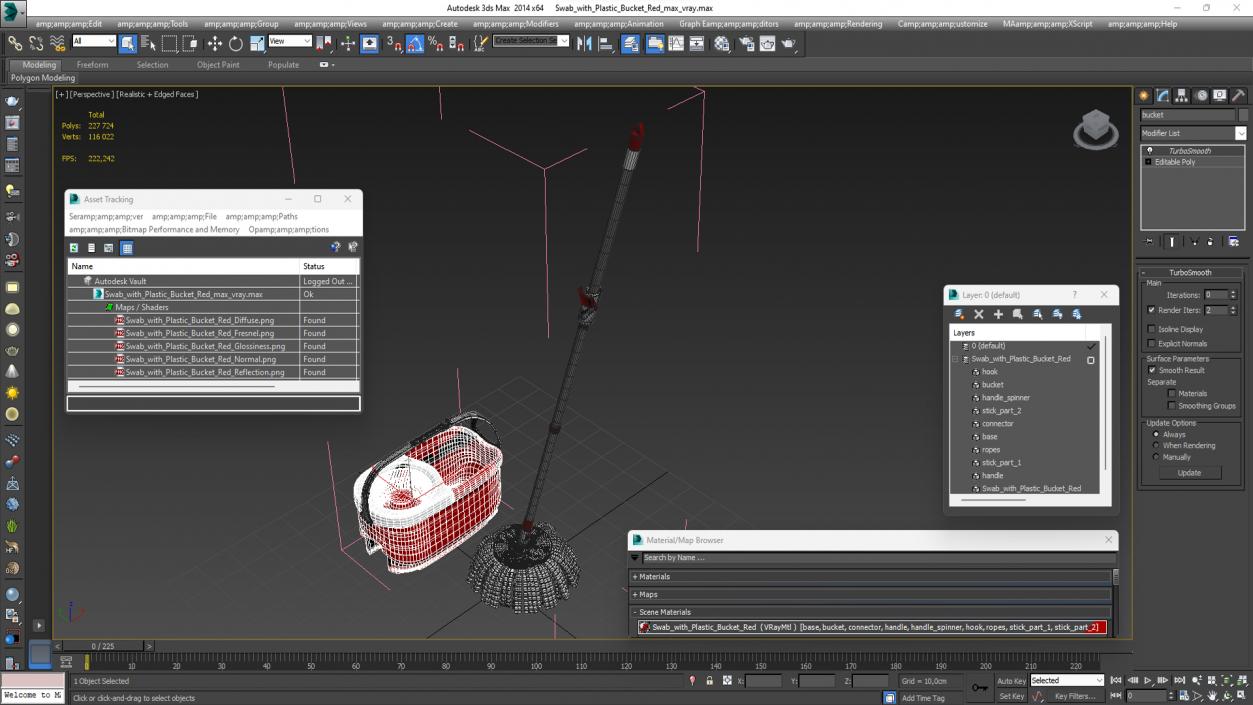 3D Swab with Plastic Bucket Red model