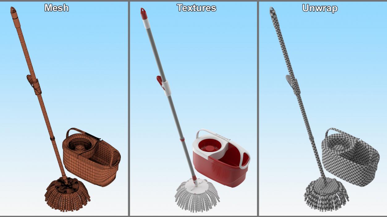 3D Swab with Plastic Bucket Red model