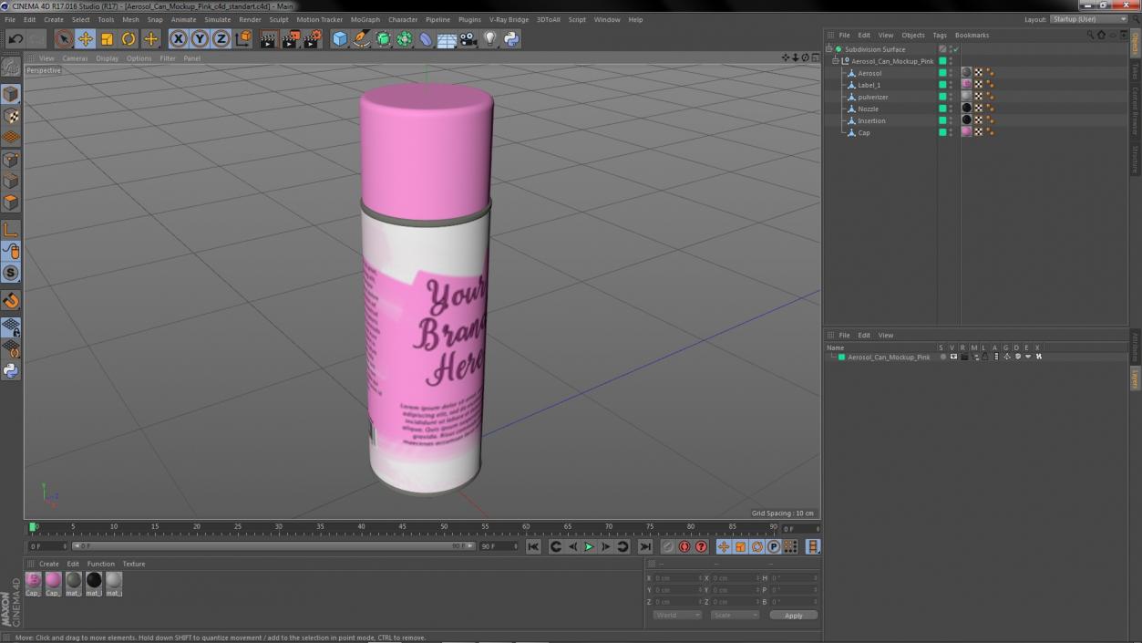 3D Aerosol Can Mockup Pink model