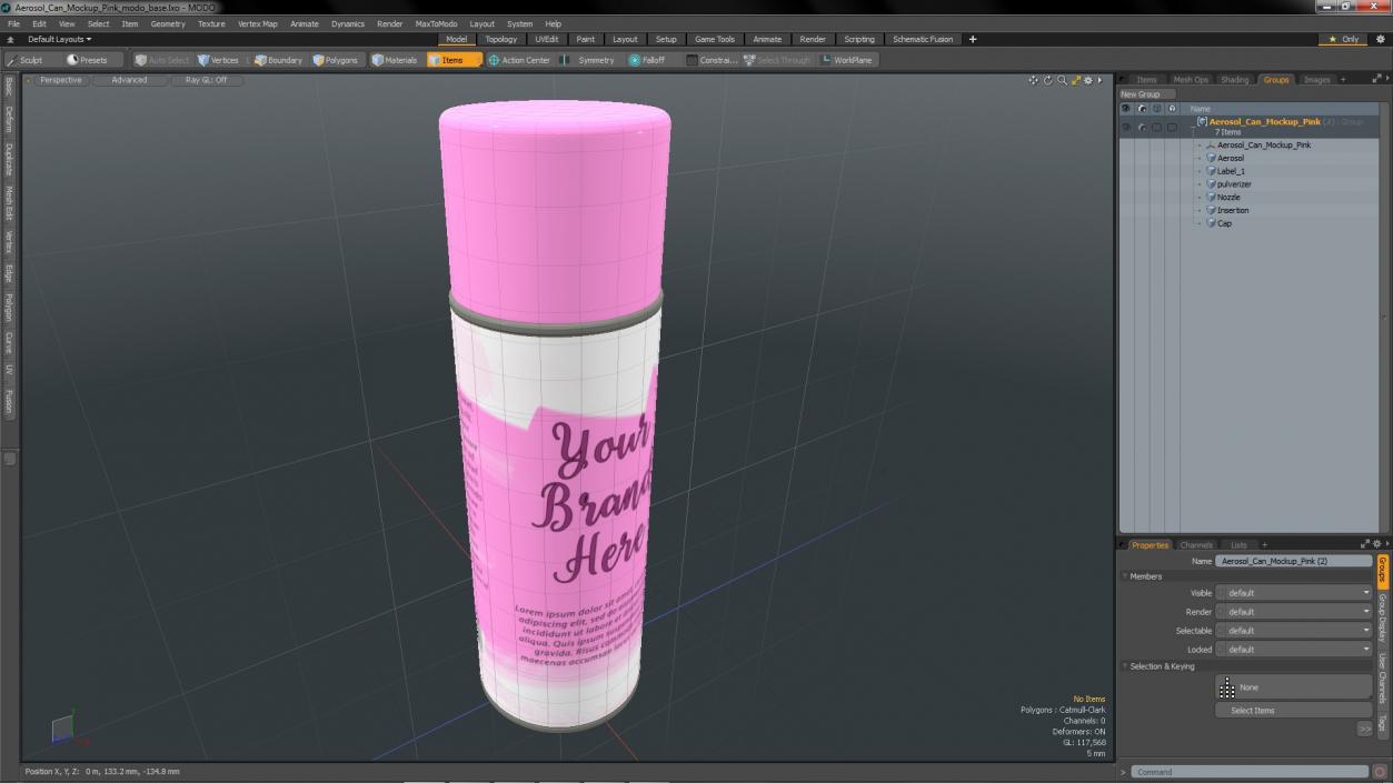 3D Aerosol Can Mockup Pink model