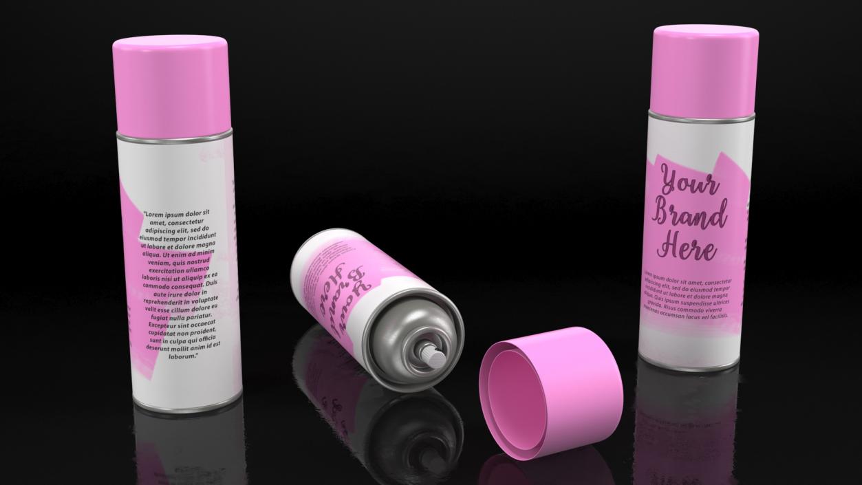 3D Aerosol Can Mockup Pink model