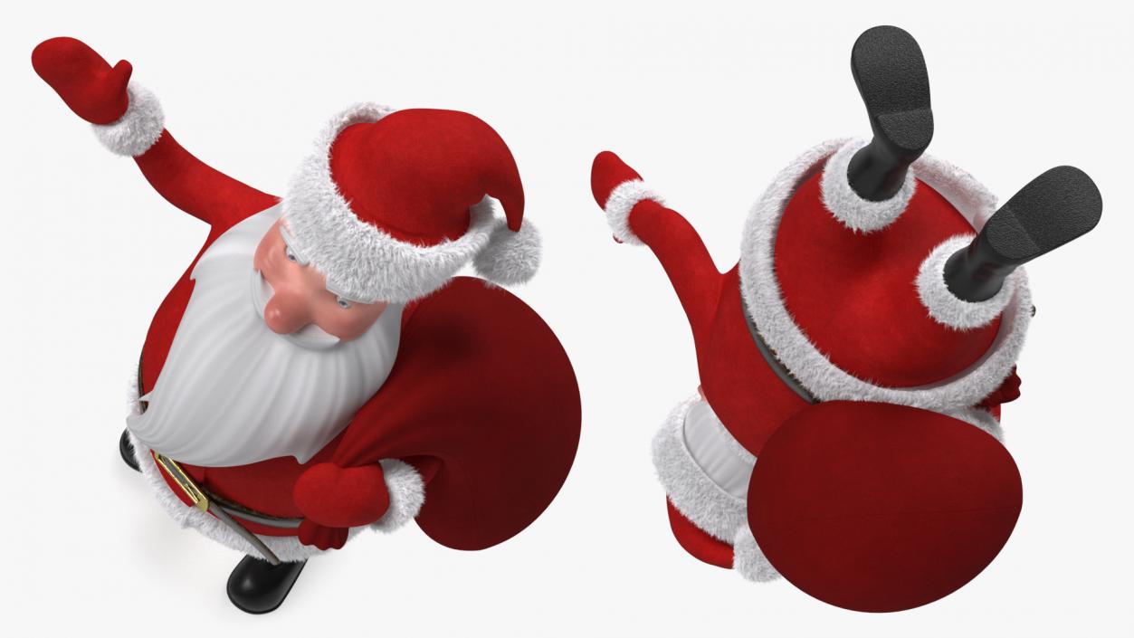 3D model Santa Claus Cartoon Character Waving Pose Fur