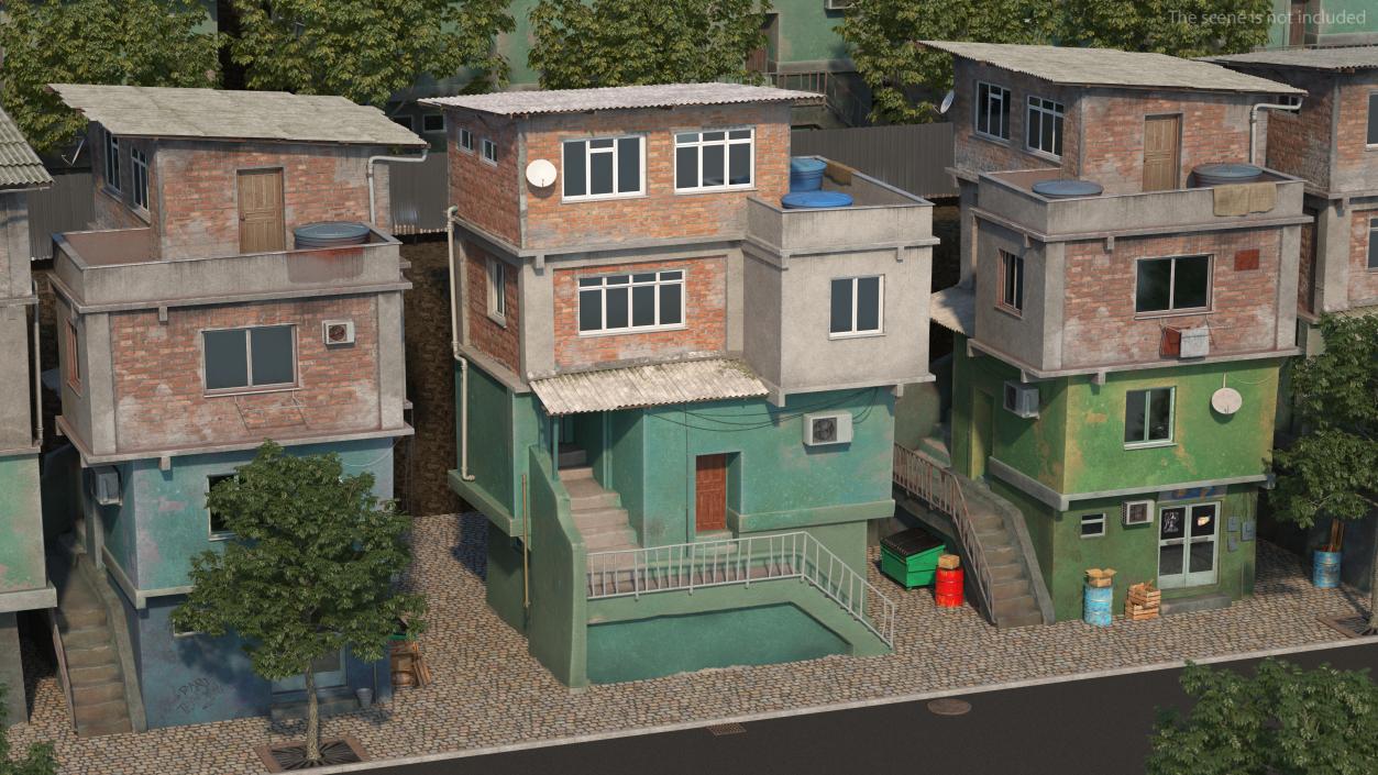 Messy Brazilian Favela Shack Old 3D