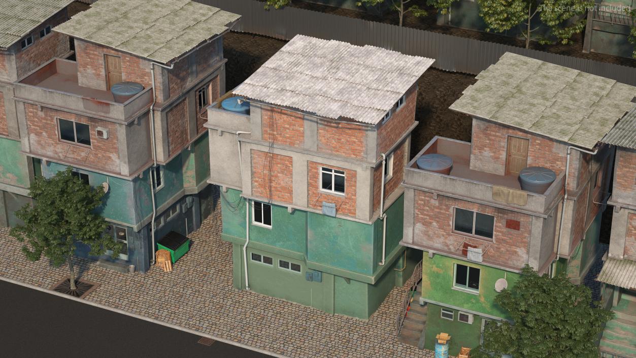 Messy Brazilian Favela Shack Old 3D