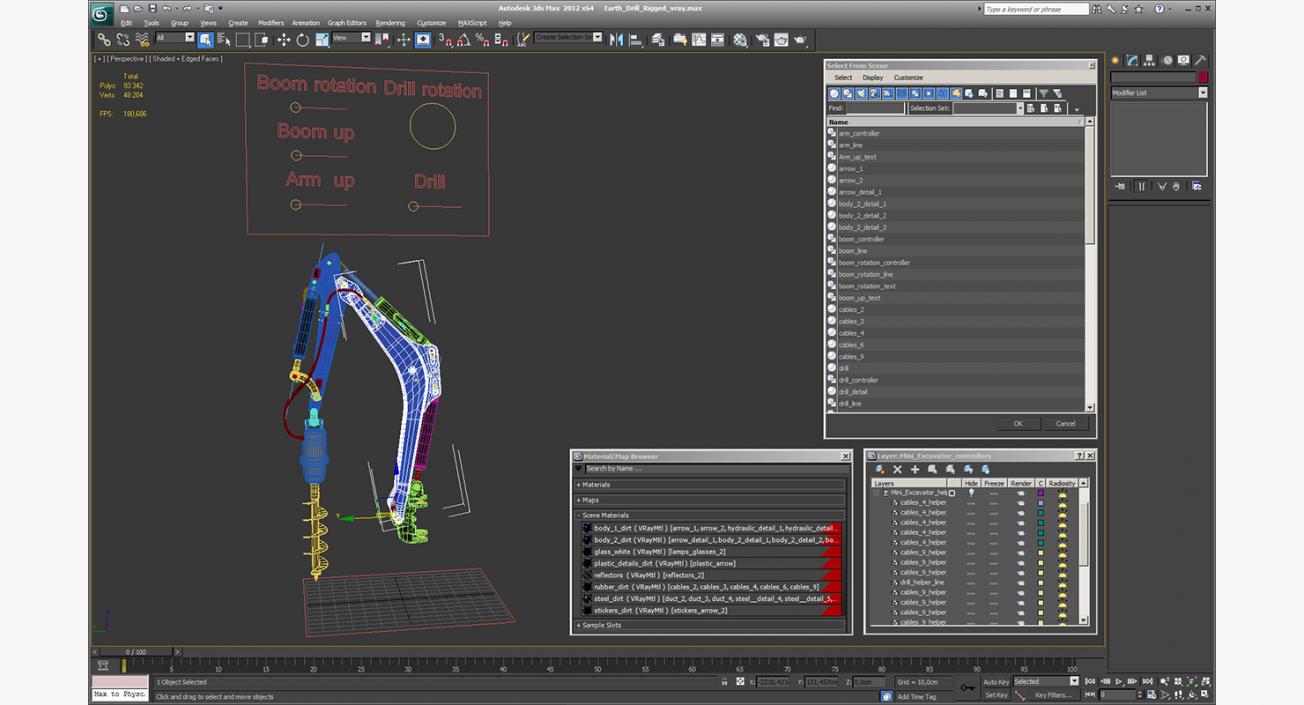 3D Earth Drill Rigged model