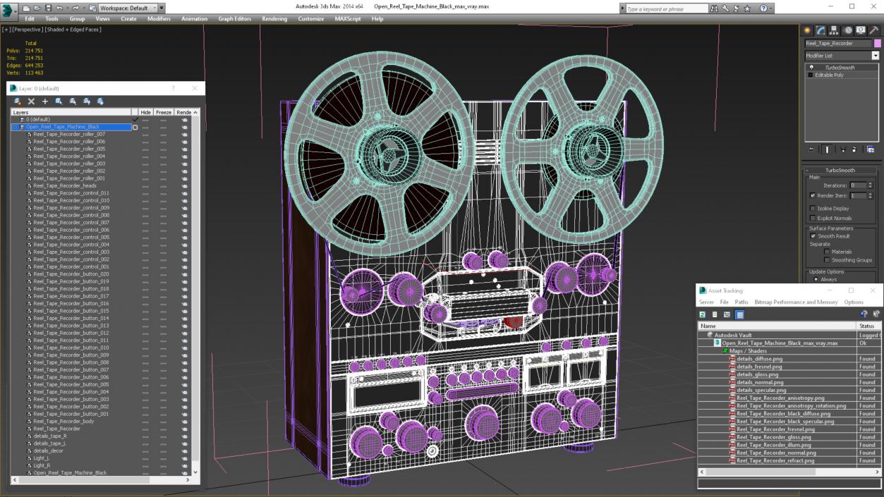 3D Open Reel Tape Machine Black model