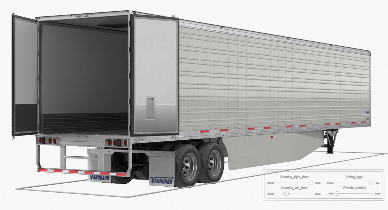 Vanguard Reefer Trailer with Thermo King C600 Rigged 3D