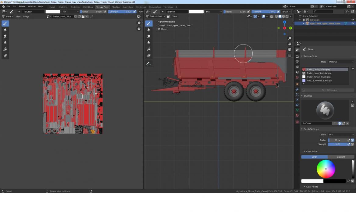 3D Agricultural Tipper Trailer Clean model