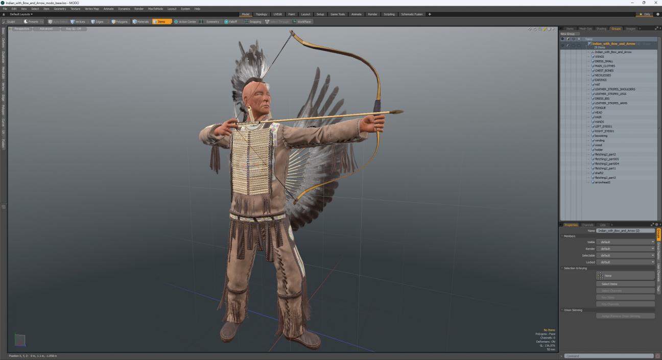 3D model Indian with Bow and Arrow