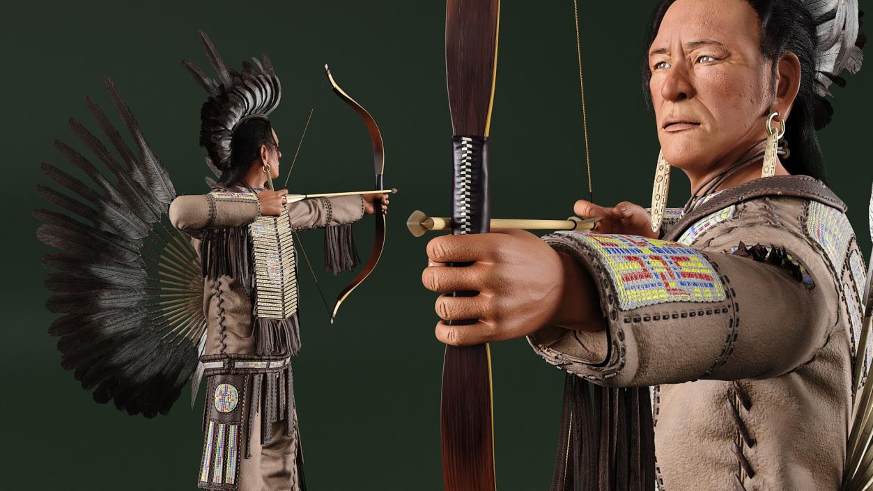 3D model Indian with Bow and Arrow