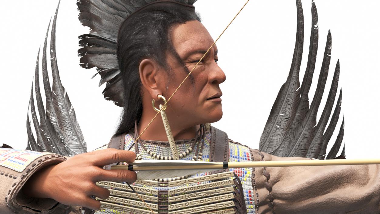 3D model Indian with Bow and Arrow