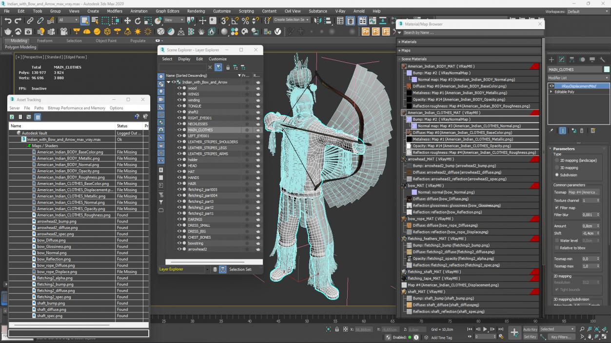 3D model Indian with Bow and Arrow